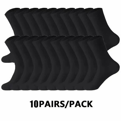 5/10/20 Pairs Neutral Solid Color Round Neck Socks Spring Autumn Sweat Absorbing Breathable Comfortable All-season Sports Socks