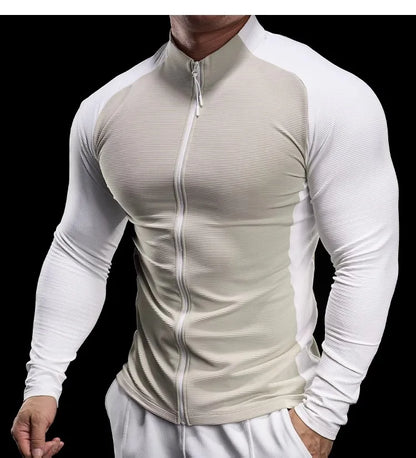 2024 New Men Sportswear Fitness Top Gym Jacket Quick-drying Breathable Slim Long-sleeved T-shirt Running Training Clothes Autumn
