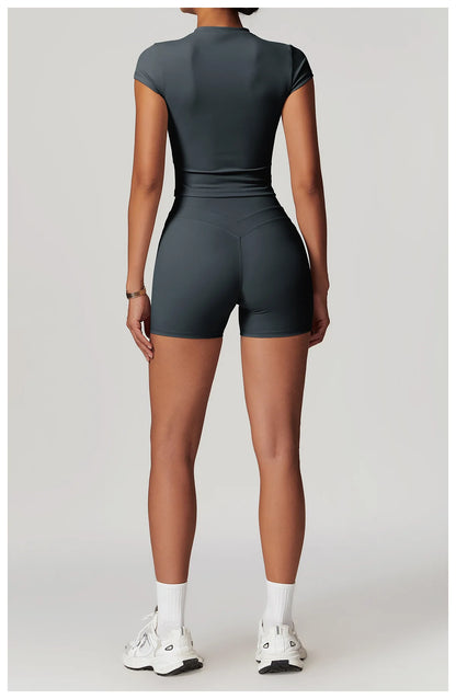 Hearuisavy Casual T-shirt Female Fitness Gym Top Yoga Clothing Sports Short-Sleeved Shirt Women Quick-Dry Workout Shirt Women