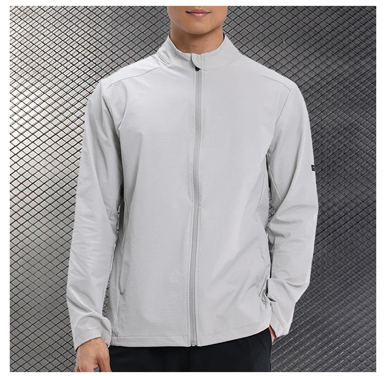 Men Outdoor Sports Casual Jacket Jacket Stand-Up Collar Zip Running Fitness Windproof Camping Hiking Riding Training Tops