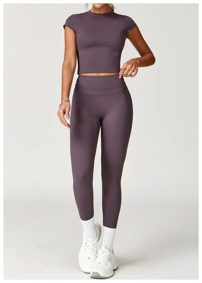 Sports T-shirt Women's Top Yoga Shirts Quick Dry Running Tops Tights Push Up Workout Gym Clothes Short Sleeve Fitness Sports Top