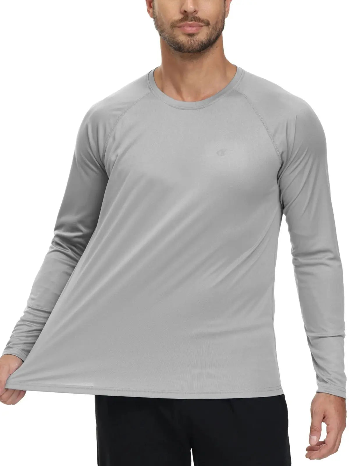 Men UPF 50+ Long Sleeve T-Shirt, Rash Guard Breathable Tops, Pullover Shirt for Sport Fishing Hiking Workout Outdoor Beach