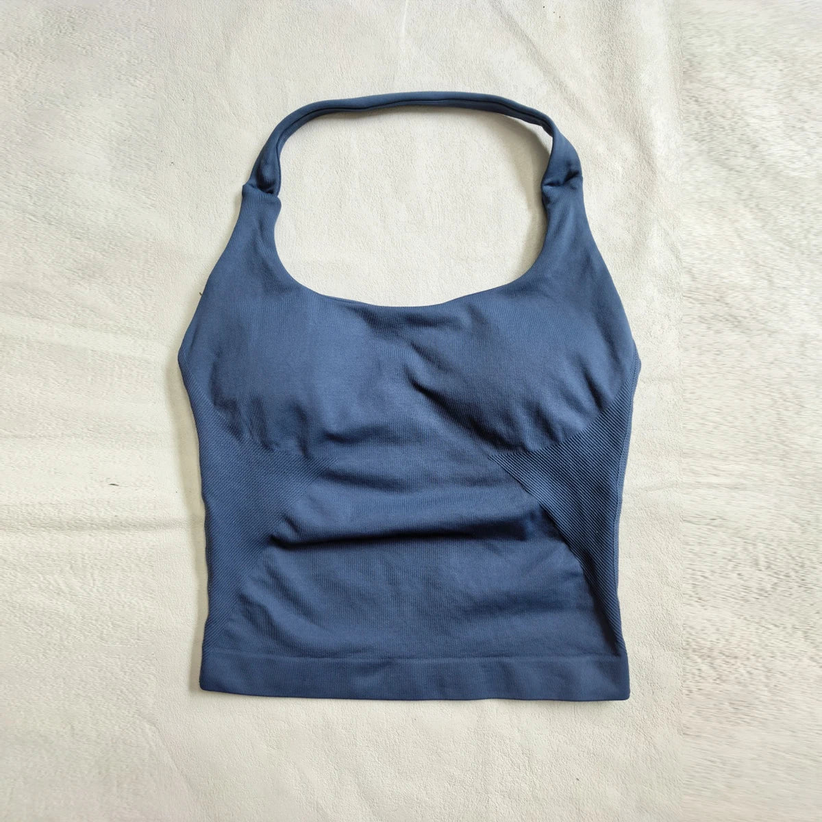 New Seamless Halter Top for Women Backless Gym Crop Top Workout Yoga Shirt with Waist Contouring Sleeveless Sports Shirt