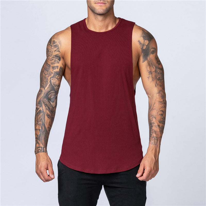 Men's Gym Clothing Summer Fitness Cotton Tank Top Men Jogging Bodybuilding Sleeveless Shirt Breathable O-Neck Casual Muscle Vest