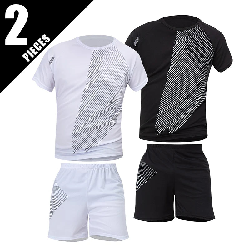 2/4/6 Pcs Plus Size Men's Quick-drying Short-sleeved Shorts Suit Men's Leisure Sports Running Fitness T-shirt Joker Shorts Teen