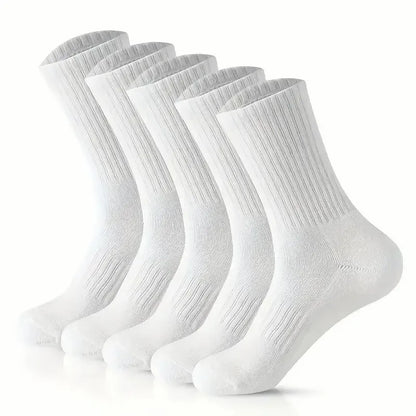 5/10/20 Pairs Neutral Solid Color Round Neck Socks Spring Autumn Sweat Absorbing Breathable Comfortable All-season Sports Socks