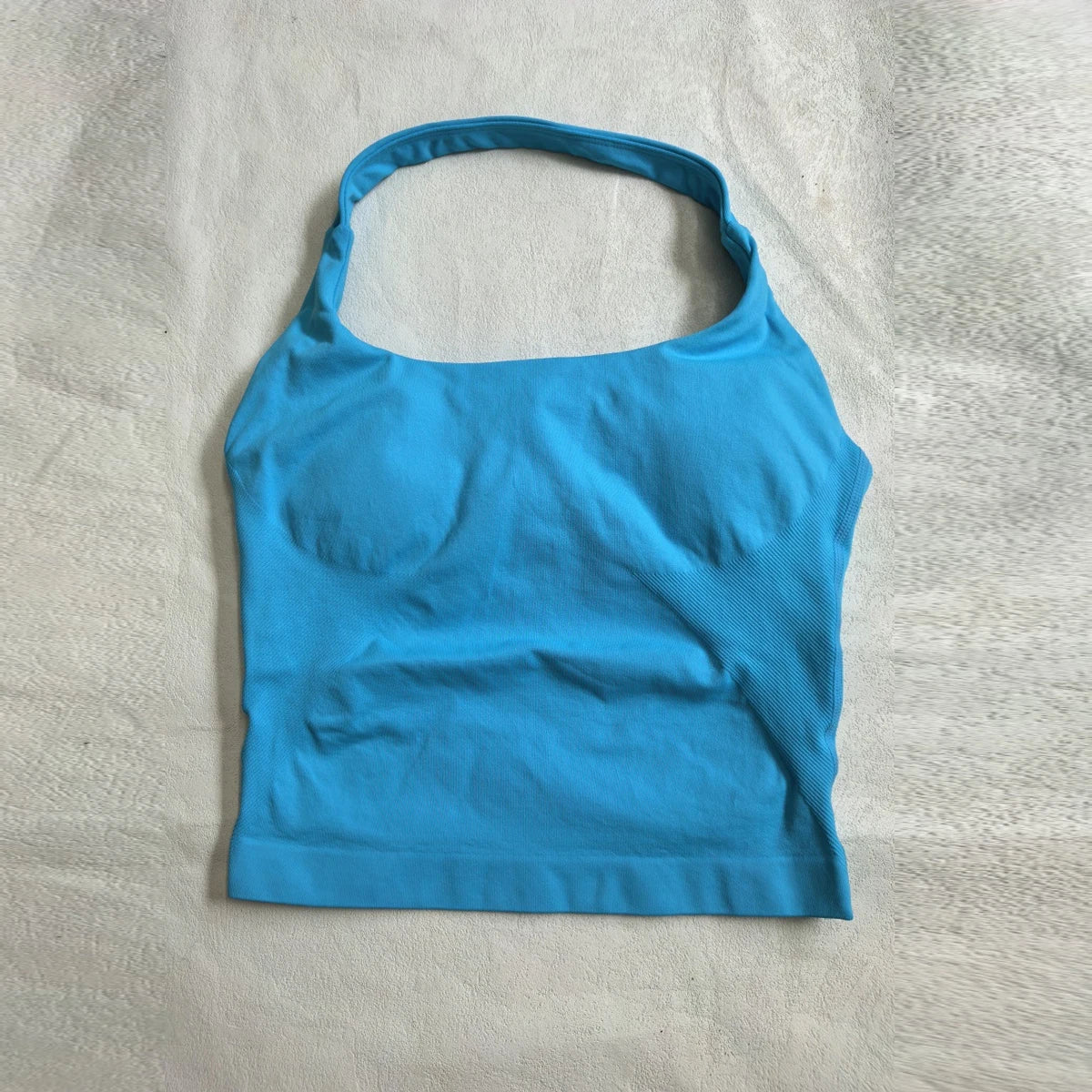 New Seamless Halter Top for Women Backless Gym Crop Top Workout Yoga Shirt with Waist Contouring Sleeveless Sports Shirt