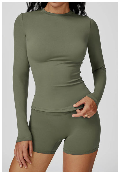 Yoga Shirts Women Long Sleeve Fitness Running Gym Clothes Workout Dry Fit Breathable Slim Fit High Elastic Sport Top Women's Top