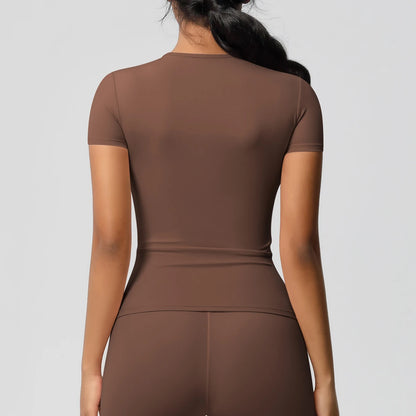 Workout Dry Fit Breathable High Elastic Sports Top Gym Fitness Wear T-shirt Women Casual Outdoor Top