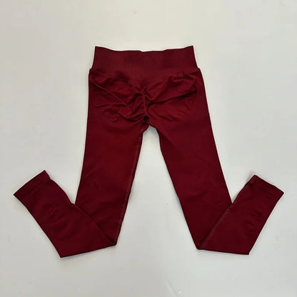 No Logo Leggings Women Low Ribbed Band Scrunch Bum Seamless Yoga Pants Gym Leggings Fitness Sweat Wicking Stretch Workout Tights