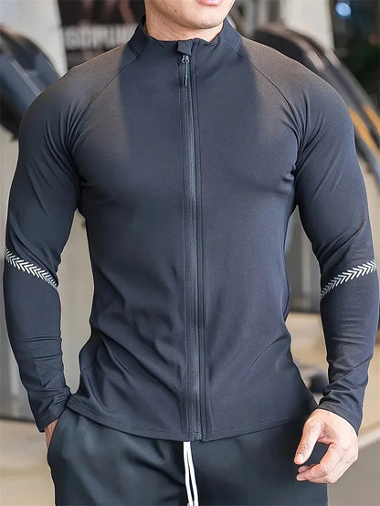 2025 Spring autumn Running Jacket Men zipper tops Fitness Tight Jacket Training Sportswear Jogging Sweatshirt Man cardigan Coat