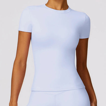 HGC Women's Sports T Shirt Summer Short Sleeve Running  Round Neck Breathable Stretchy GYM Yoga Slim Fitness Active Top Tee