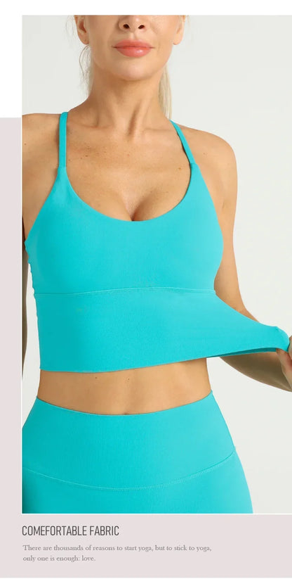Solid Color Women Gym Yoga Naked Feeling Sexy Cross Back Y shape Sports Bra Fitness Yoga Jogging Workout Sports Women Sling
