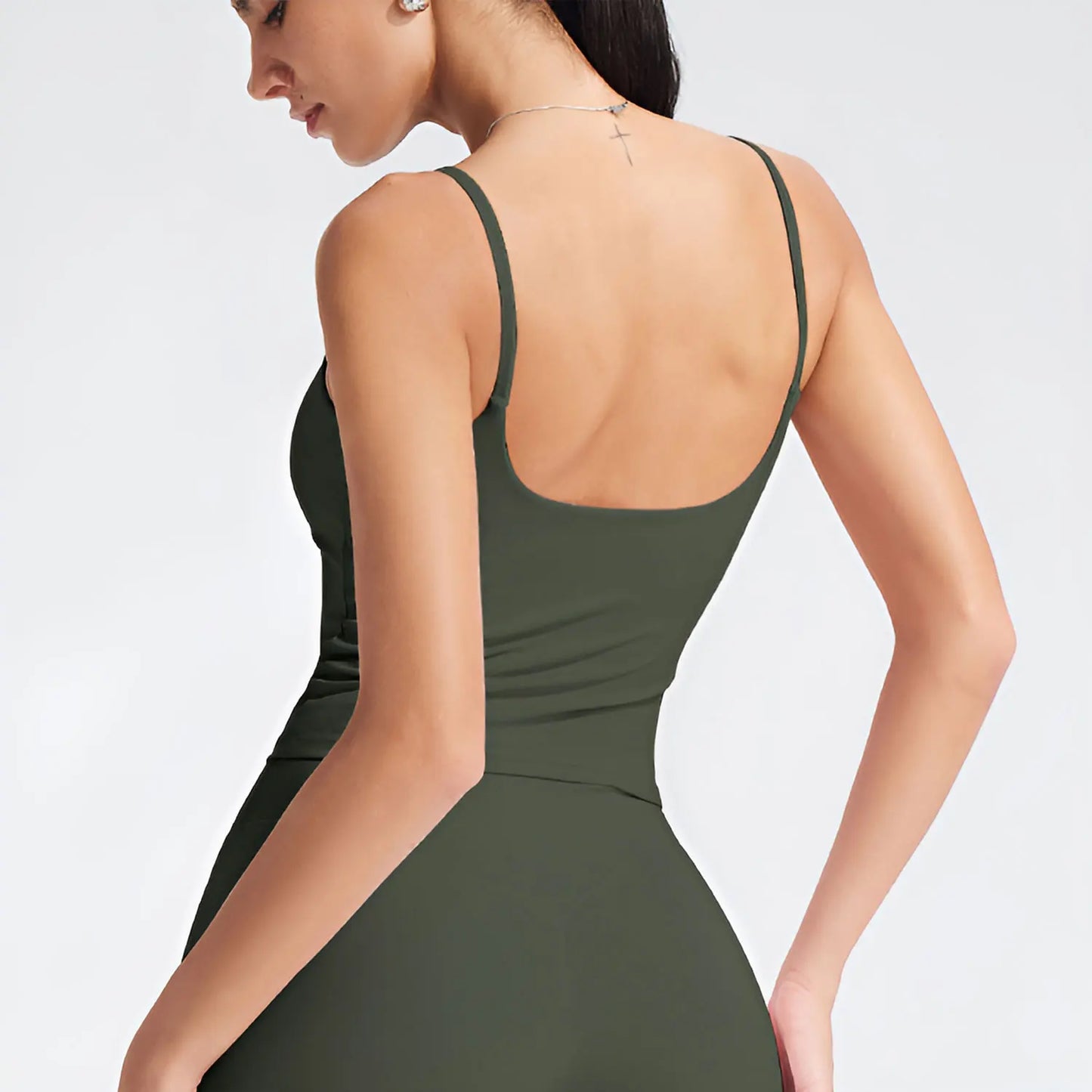 NCLAGEN GYM Tank Top With Built In Bra women's Yoga clothing  running Square Neck fitness vest beautiful back sports Workout