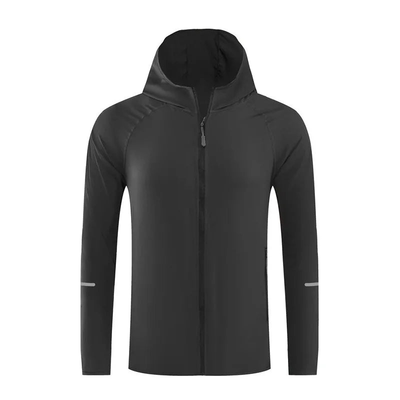 (S-4XL)Men Women Running Jacket Lightweight Camping Hiking Windbreaker Windproof Long-Sleeved Zipper Hoodie Sports Coat