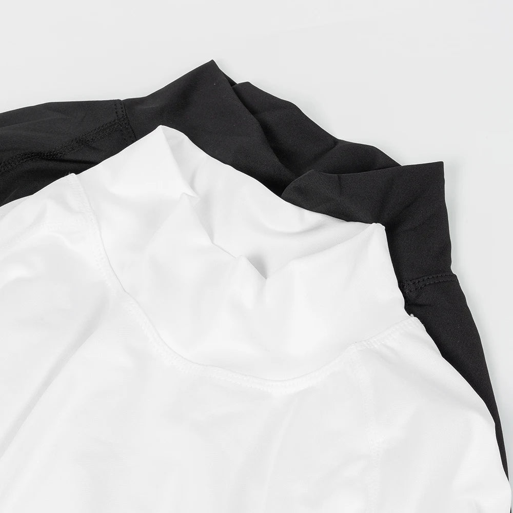 Mens Bodybuilding Sports Tight T-shirt Summer Compression Turtleneck Short Sleeve Gym Fitness Quick Dry Running Male Workout Top