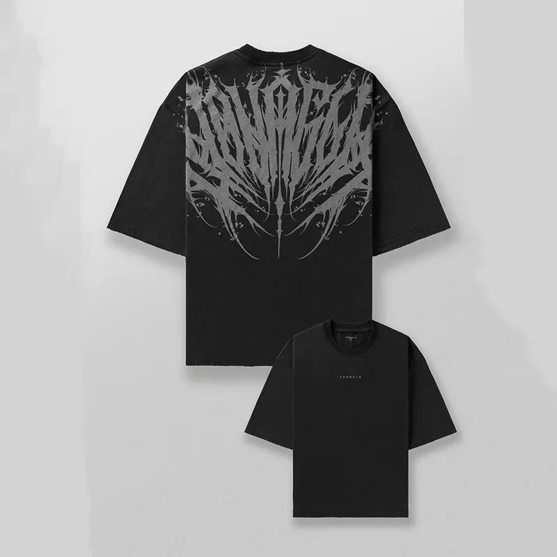 Loose Fit Men's T-Shirt American Trendy Brand Cotton Blend Short Sleeve Fitness Sporty Summer Casual Wear Dry Fast T-Shirt