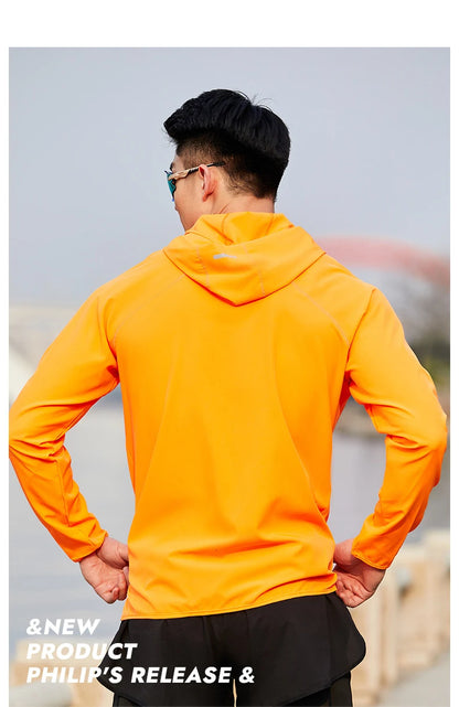 (S-4XL)Men Women Running Jacket Lightweight Camping Hiking Windbreaker Windproof Long-Sleeved Zipper Hoodie Sports Coat