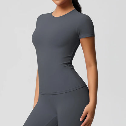 Workout Dry Fit Breathable High Elastic Sports Top Gym Fitness Wear T-shirt Women Casual Outdoor Top