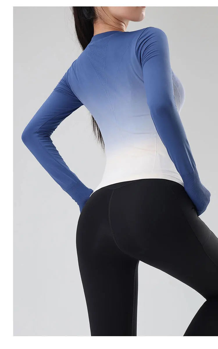 Women's Long Sleeve Top Yoga Shirts Running T-Shirt Hanging dye Fitness Sports Top Gym Sweatshirts Workout Tops Sports Shirts