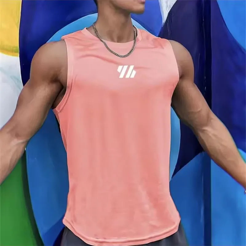 2025 newest Summer Gym Vest High Quality mesh Shirt Sleeveless T-shirts Men Tank Tops basketball running Fitness Sports Vest men
