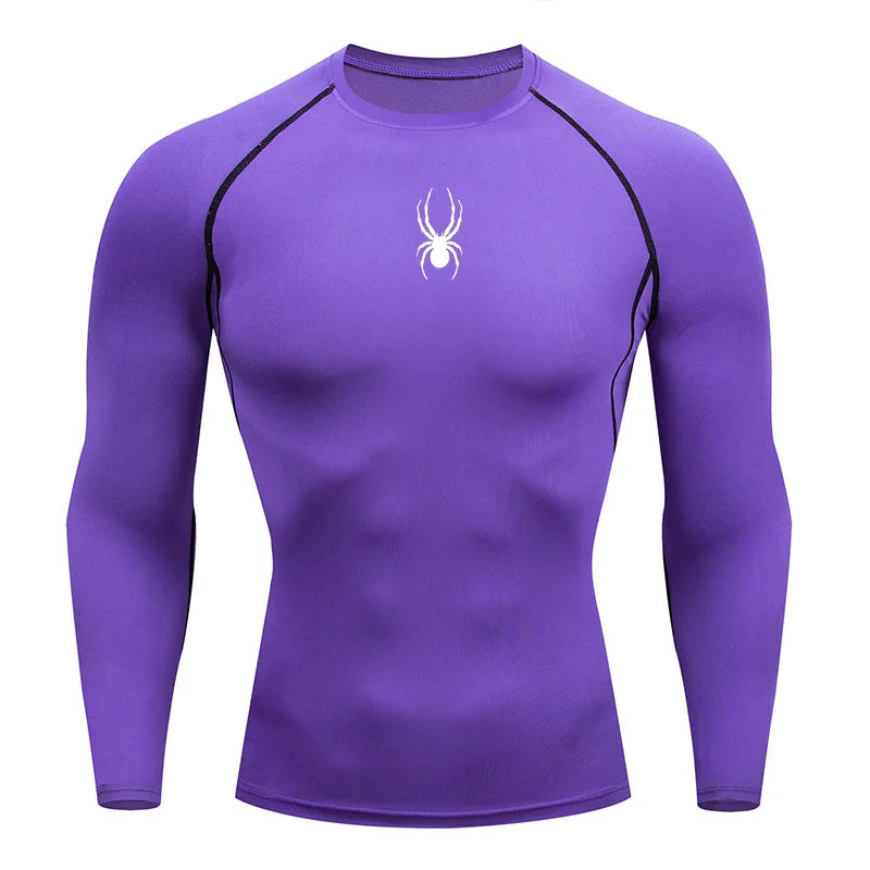 Men's Long Sleeves Spider Fitness Dry Fit T-shirt Gym Compression Shirt Sportswear Outdoor Sports Running Tees Tops Rashgard