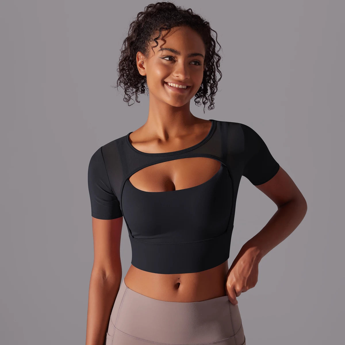 Women's Mesh Yoga Shirt Sexy Short Sleeve T-Shirt Sport Top Blouse Cover Up Quick Dry Gym Clothes Running Fitness Tank Sportwear
