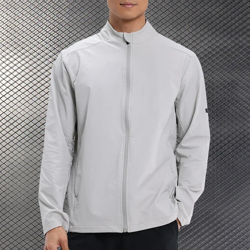 Men Outdoor Sports Casual Jacket Jacket Stand-Up Collar Zip Running Fitness Windproof Camping Hiking Riding Training Tops