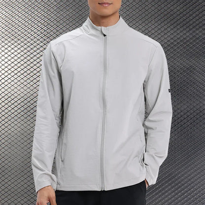 Men Outdoor Sports Casual Jacket Jacket Stand-Up Collar Zip Running Fitness Windproof Camping Hiking Riding Training Tops