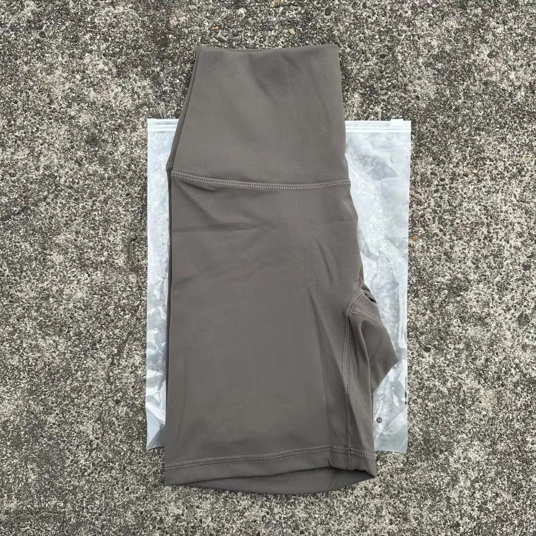 Solid Color Women Fitness Sports Short High Waist Yoga Short Leg Cycling Comprehensive Training Jog Squat Proof Internal Pocket