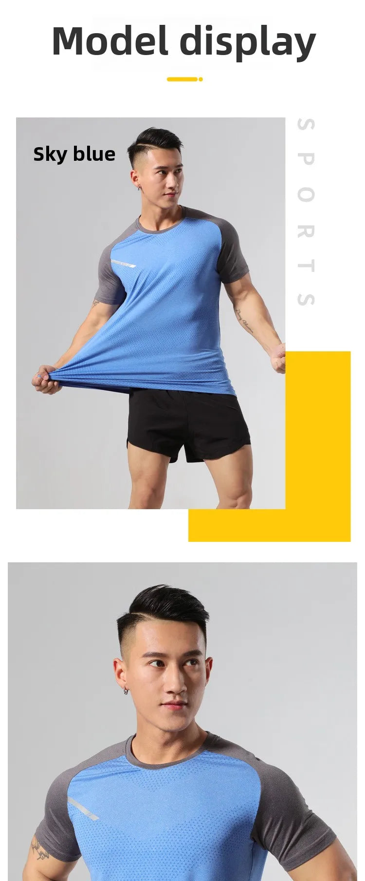 The Same Breathable Light and Quick-drying Top for Men and Women, Fitness Sportswear, Ice Silk T-shirt Stretch Short Sleeves