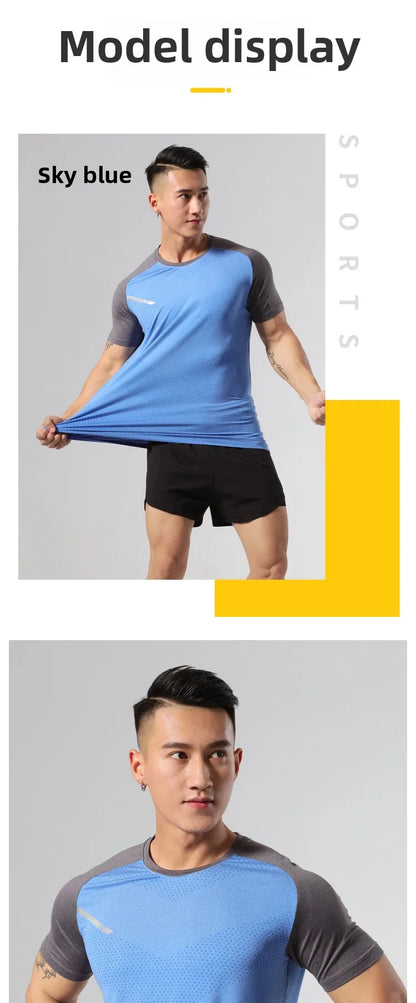 The Same Breathable Light and Quick-drying Top for Men and Women, Fitness Sportswear, Ice Silk T-shirt Stretch Short Sleeves