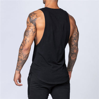 Men's Gym Clothing Summer Fitness Cotton Tank Top Men Jogging Bodybuilding Sleeveless Shirt Breathable O-Neck Casual Muscle Vest