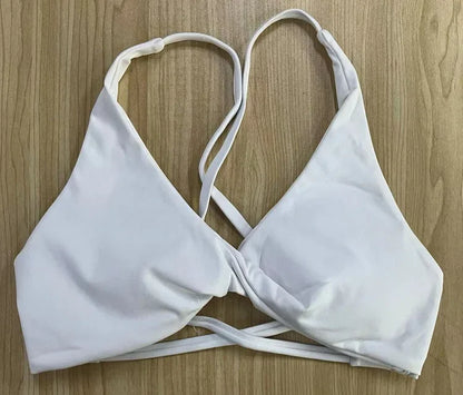 SHINBENE Front Twist Padded Cross Strap Sports Bra Sexy Back Fitness Sleeveless Short Top Yoga Sports Bra