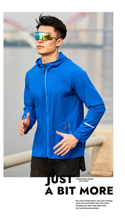 (S-4XL)Men Women Running Jacket Lightweight Camping Hiking Windbreaker Windproof Long-Sleeved Zipper Hoodie Sports Coat