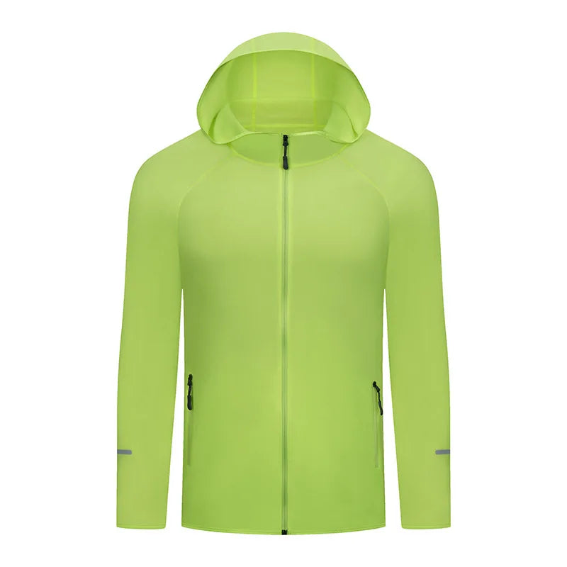 (S-4XL)Men Women Running Jacket Lightweight Camping Hiking Windbreaker Windproof Long-Sleeved Zipper Hoodie Sports Coat