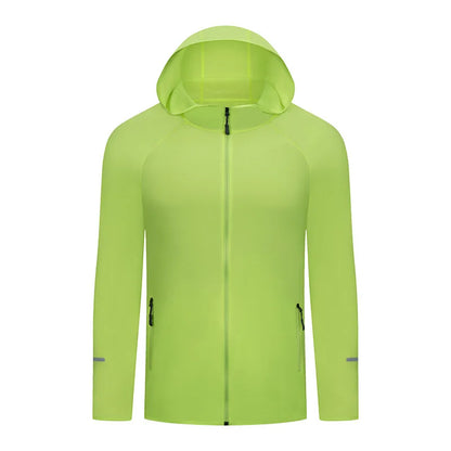 (S-4XL)Men Women Running Jacket Lightweight Camping Hiking Windbreaker Windproof Long-Sleeved Zipper Hoodie Sports Coat