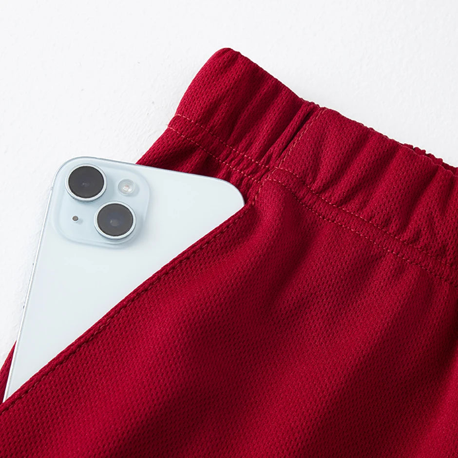 2-Piece Men's Summer Quick drying Sports Suit Loose And Breathable Short Sleeved T-shirt Running And Fitness Black Pocket Shorts