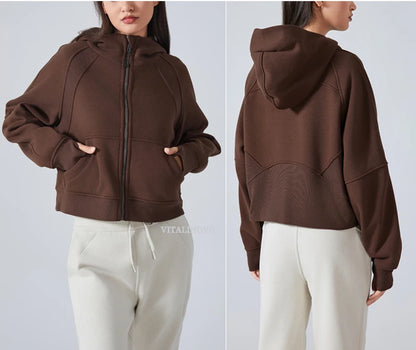 VITALINOVO Women's Zip Up Hoodies Fleece Workout Jackets Sweatshirts Athletic Casual Long Sleeve Sweatshirts with Thumb Holes