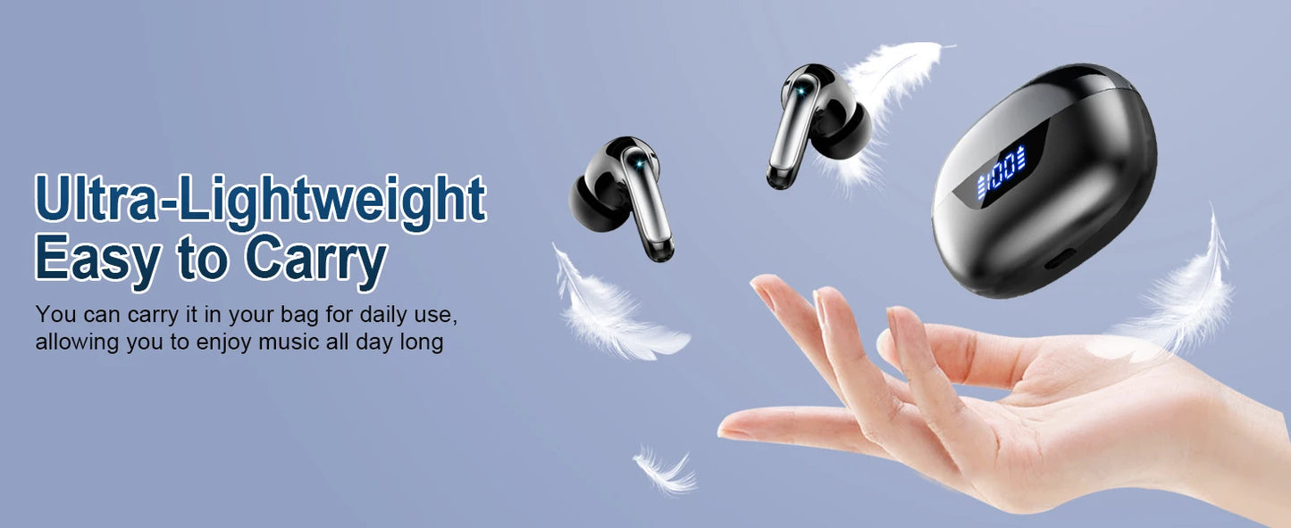 Wireless Headphones,Bluetooth 5.3 Stereo Earphones in Ear with 4 ENC Mic Clear Calls,Noise Cancelling Ear Buds,48H battery life.