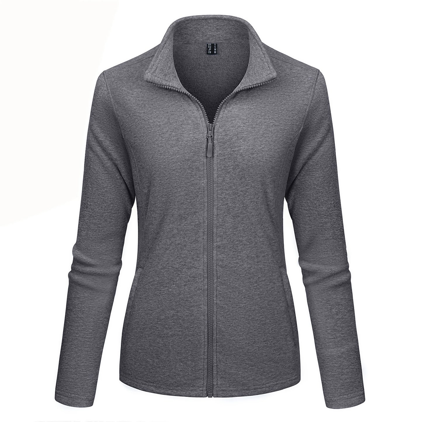 TACVASEN Lightweight Full Zip Fleece Jackets Spring/Autumn Womens Turtleneck Sweater Sports Warm Sweatshirts Thermal Casual Tops