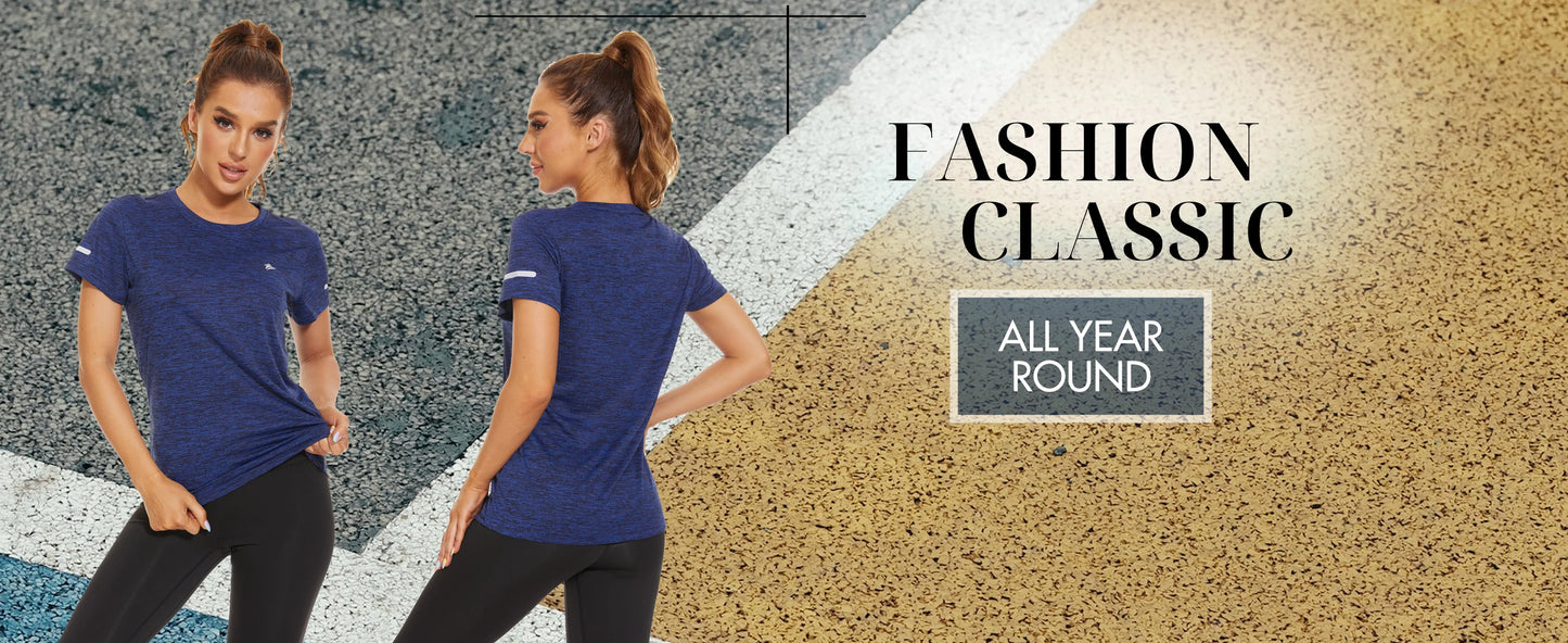 TACVASEN Elastic Moisture Wicking Summer T-shirts Women's Casual T-shirts Crew Neck Workout Running Shirts Sports Tee Gym Tops