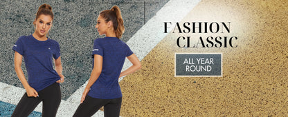 TACVASEN Elastic Moisture Wicking Summer T-shirts Women's Casual T-shirts Crew Neck Workout Running Shirts Sports Tee Gym Tops