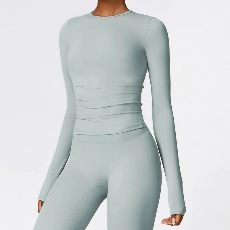 Ctenkevet Sports Long Sleeved Shirts Women Casual Outdoor Top Gym Fitness Wear T-shirt  Yoga Shirt Push Up Workout Clothes Women