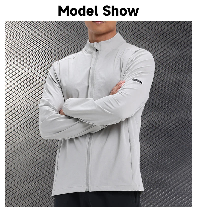 Men Outdoor Sports Casual Jacket Jacket Stand-Up Collar Zip Running Fitness Windproof Camping Hiking Riding Training Tops