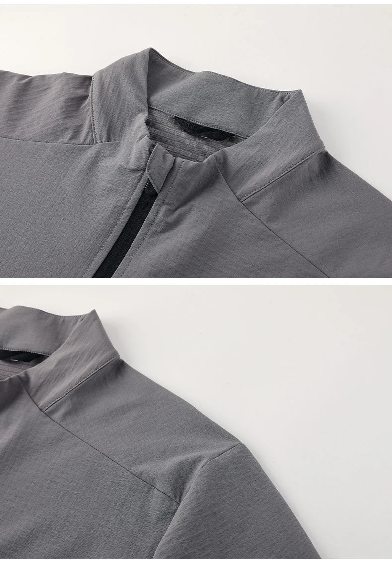 Men Outdoor Sports Casual Jacket Jacket Stand-Up Collar Zip Running Fitness Windproof Camping Hiking Riding Training Tops