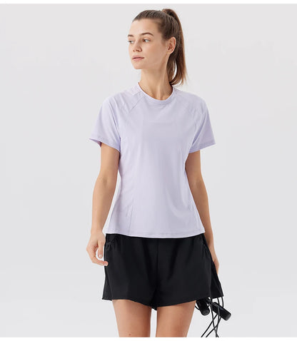 Summer Women's Quick Dry Running Sports T-Shirt Gym Fitness Training Wear for Tennis Golf Yoga Breathable Sportswear Top