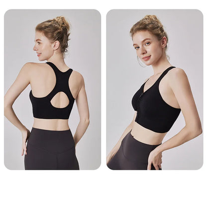 CZGUKE Women's zipper sports bra vest plus size shock resistant bra women's yoga running fitness bra women's underwear