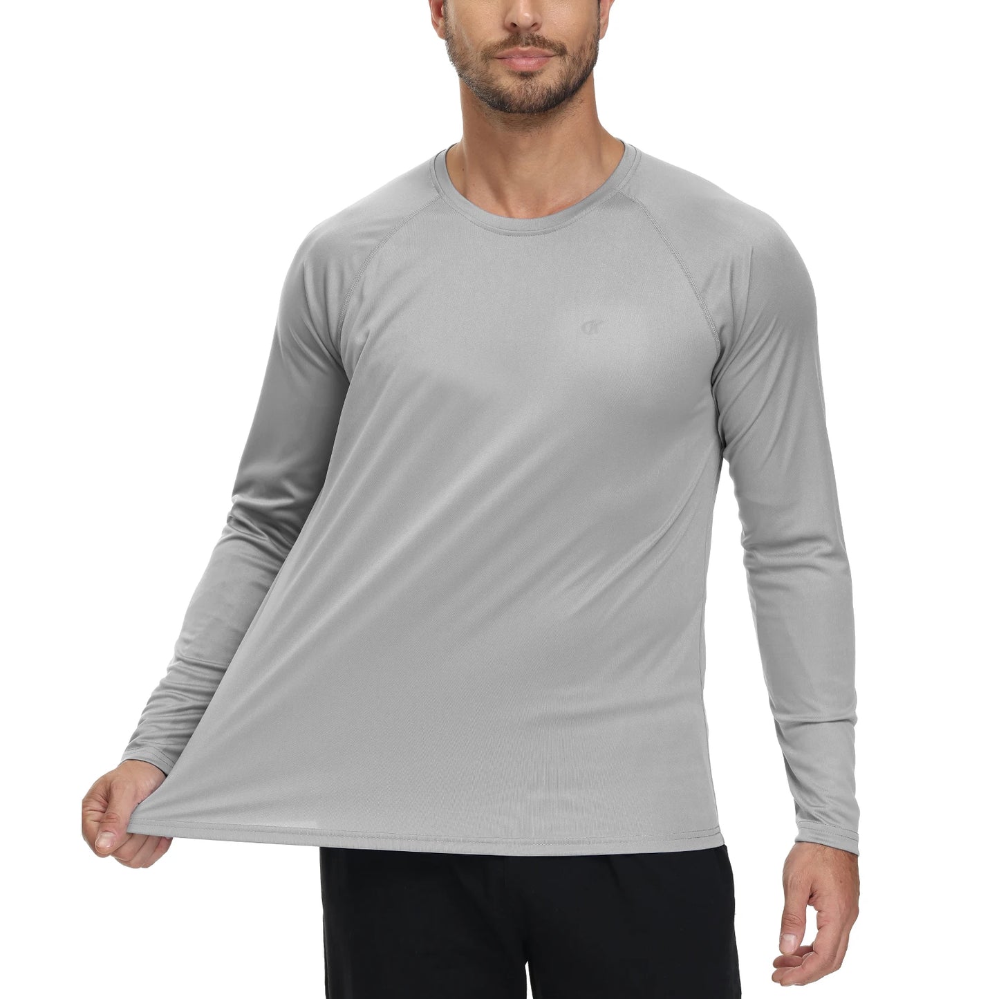 Men UPF 50+ Long Sleeve T-Shirt, Rash Guard Breathable Tops, Pullover Shirt for Sport Fishing Hiking Workout Outdoor Beach