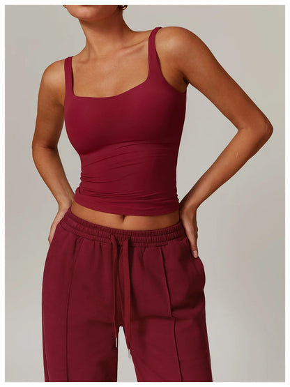 Ctenkevet Women's Workout Yoga Tank Top Quick-Dry Gym Sports Vest Female Running Tight Top Women U-Back Fitness Underwear